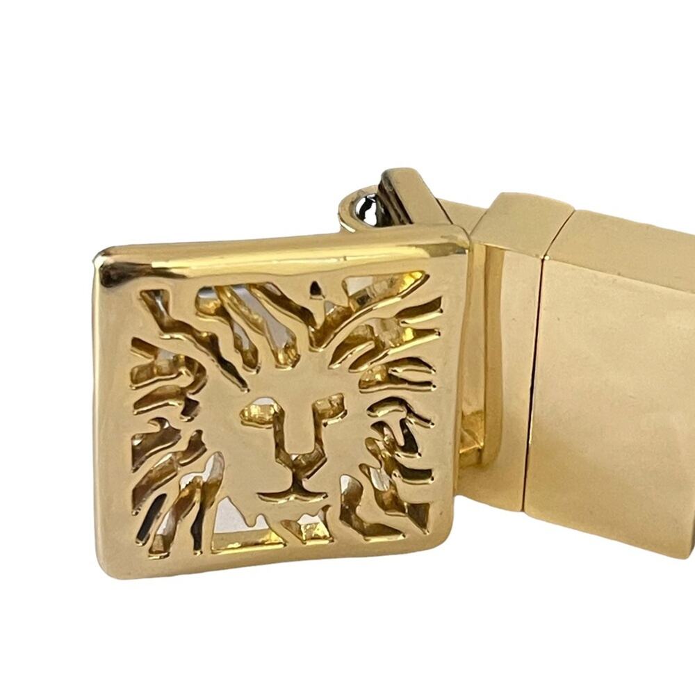Anne Klein Brown Gold Genuine Leather Logo Buckle Belt Size Large - Picture 3 of 6